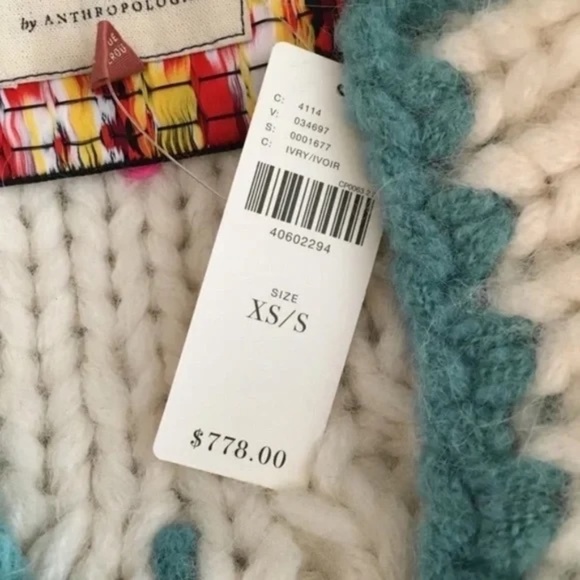 NWT!! ANTHROPOLOGIE Lima Handknit & Heartfelt Embroidered Cardigan Sweater XS/S - Picture 13 of 15